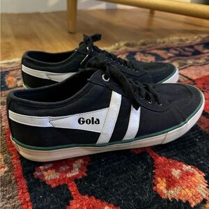 GOLA MEN'S COMET PLIMSOLL SNEAKERS BLACK/OFF WHITE/GREEN - NWOT